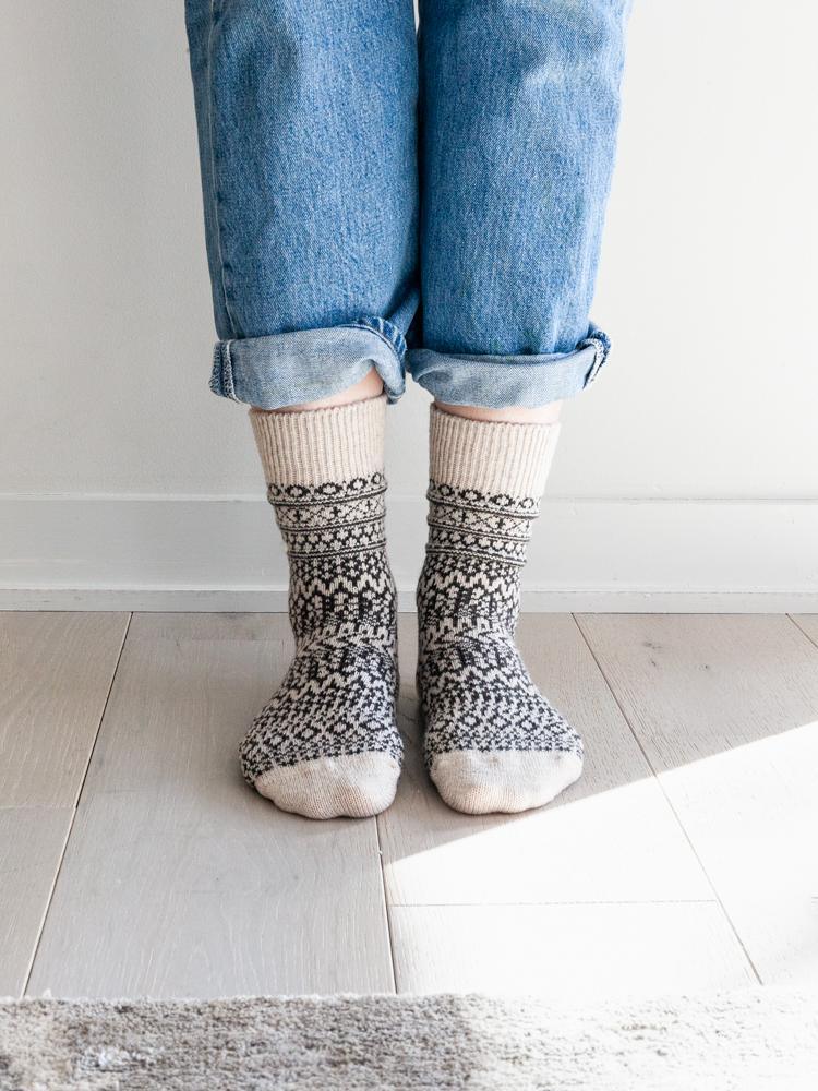 Wool Jacquard Socks, Oatmeal