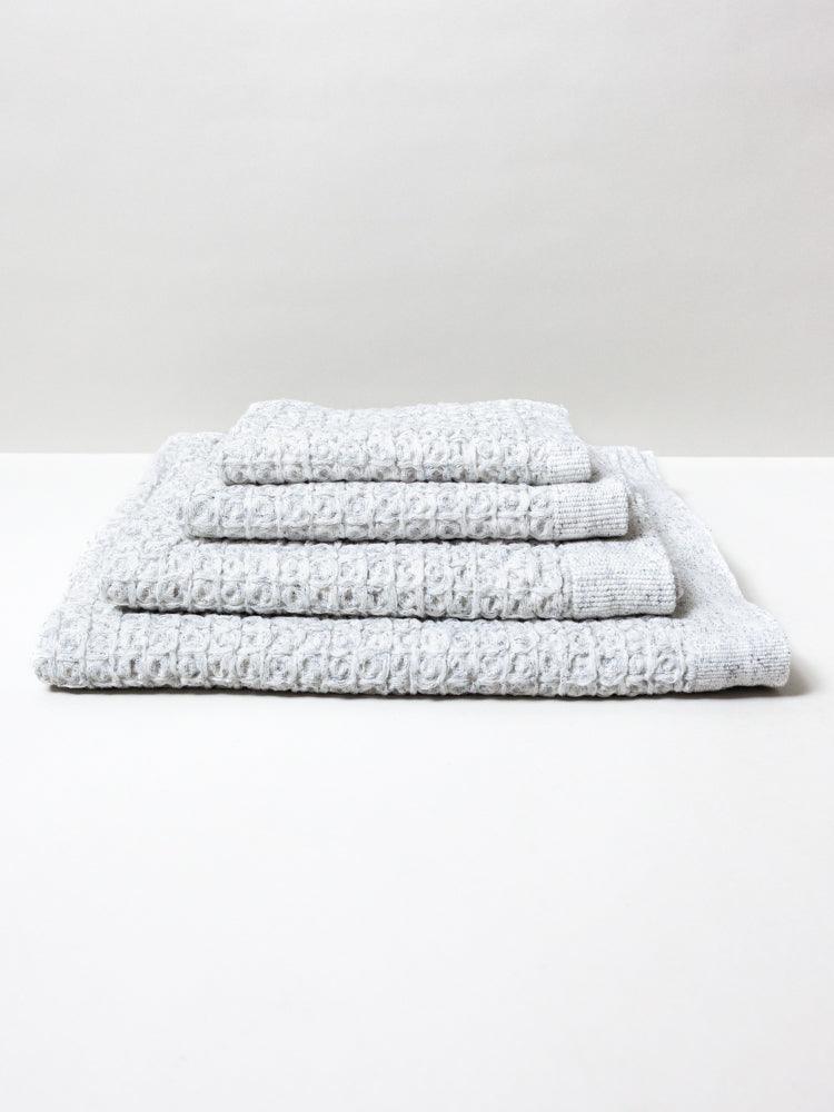 Kontex Lattice Cotton Linen Hand Towel in ice Grey