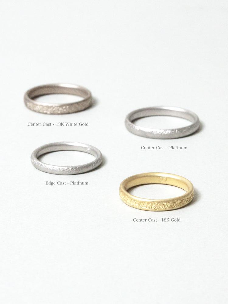 Center Cast 18K White Gold Wedding Band - Rikumo