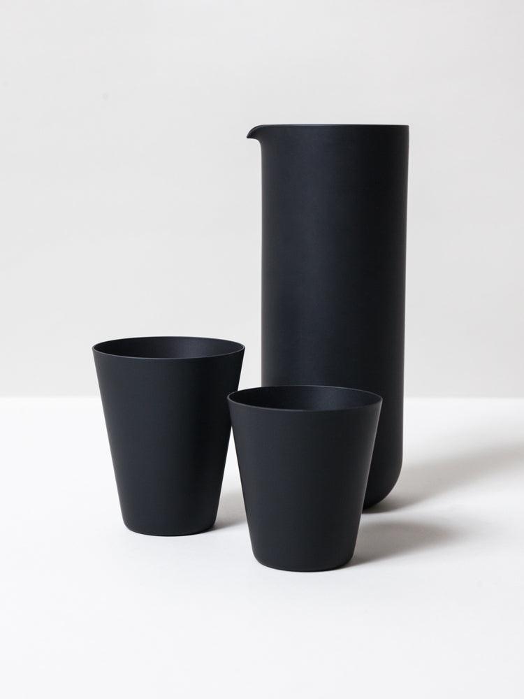 Matte Black Glass Pitcher with two Matte Black Glasses (not included)