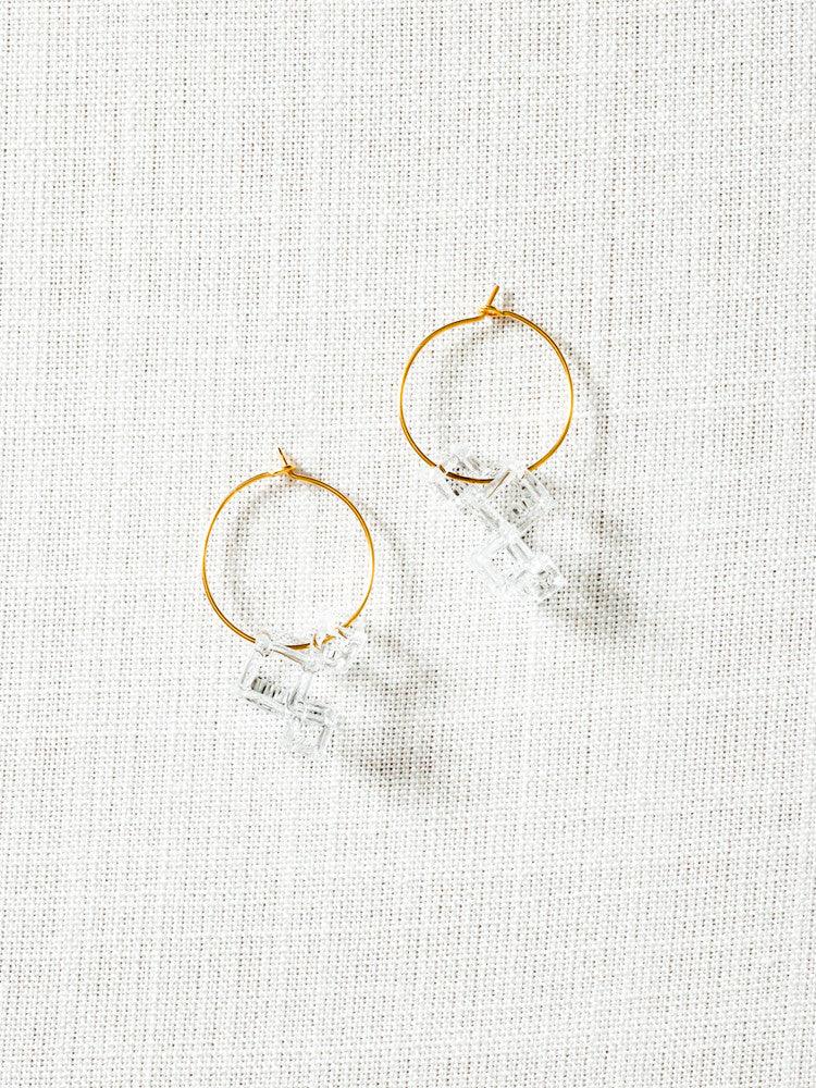 Glass Hoop Earrings - Salt - rikumo japan made