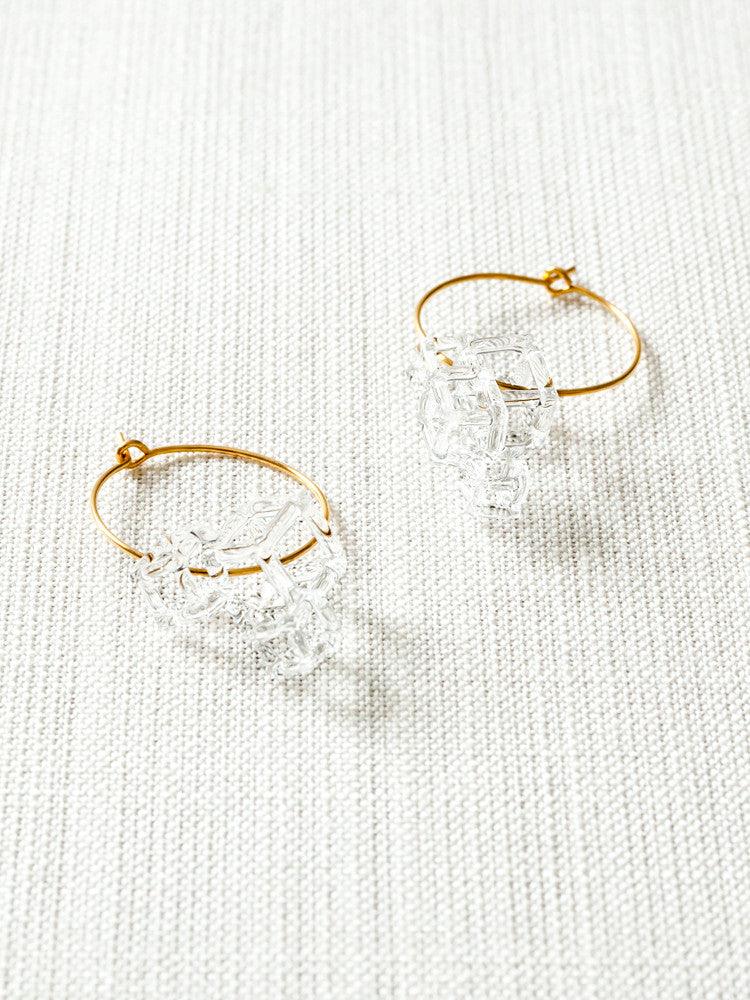Glass Hoop Earrings - Salt - rikumo japan made